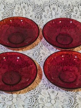 Cristal d'Arques "Antique Ruby" 5.5" Bowls - Set of 4